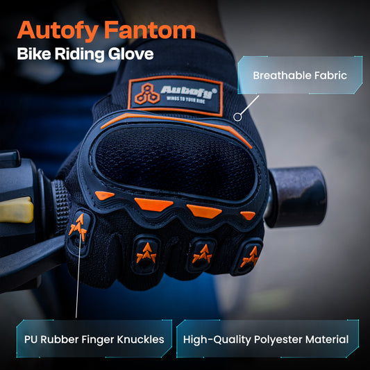 Autofy FANTOM Bike Riding Gloves (Orange & Black)