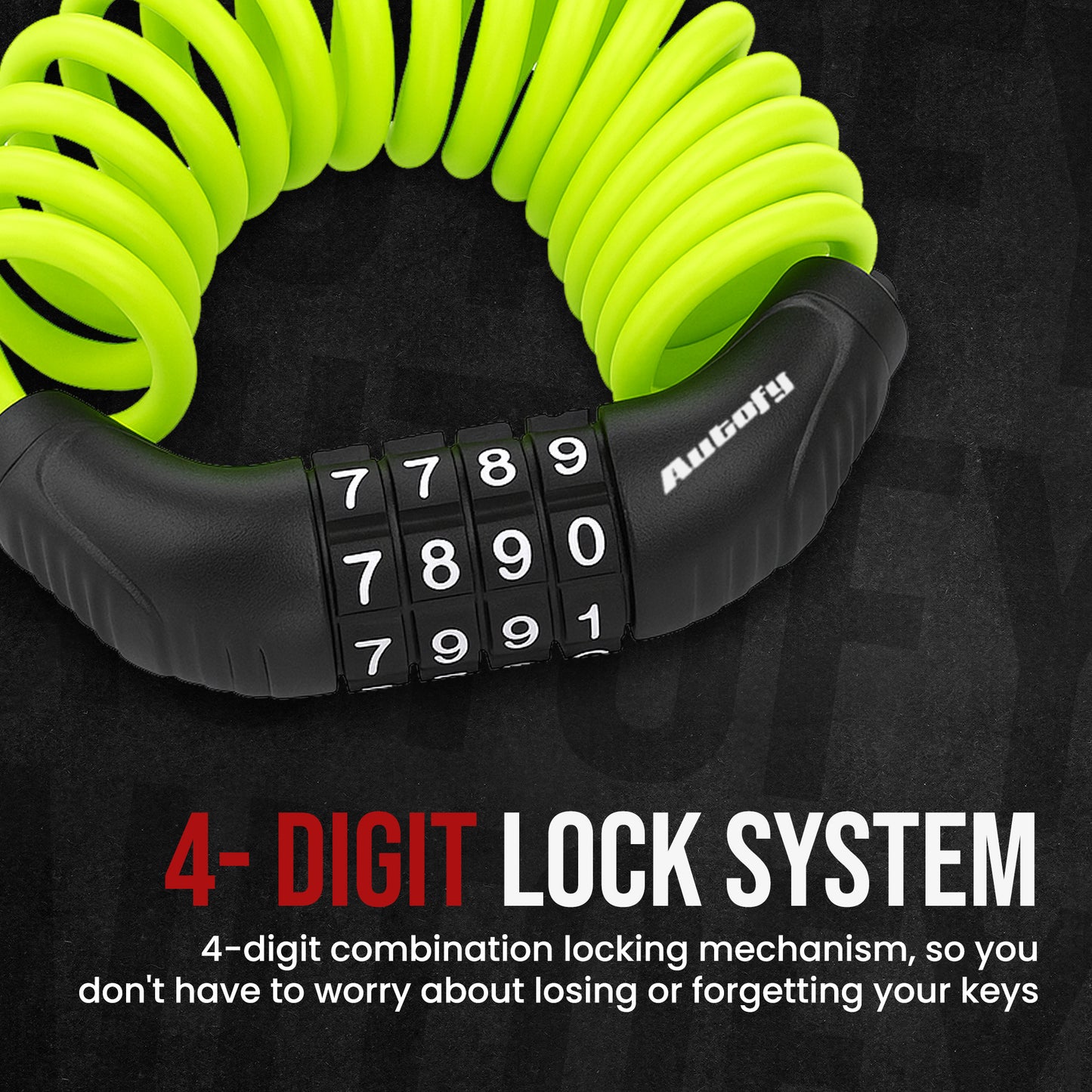 Autofy 4 Digit Number Heavy Duty Wire Cable Lock Anti-Theft Cycle Locks