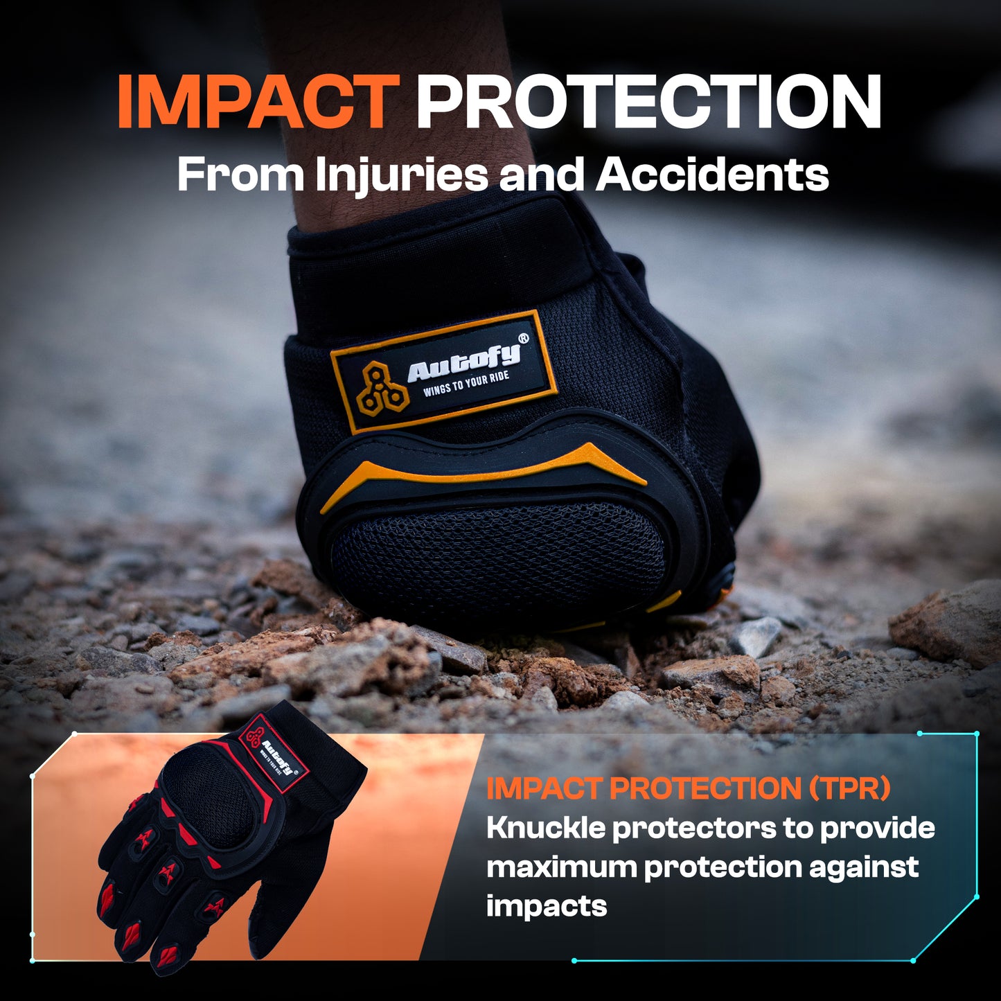 Autofy FANTOM Bike Riding Gloves (Orange & Black)