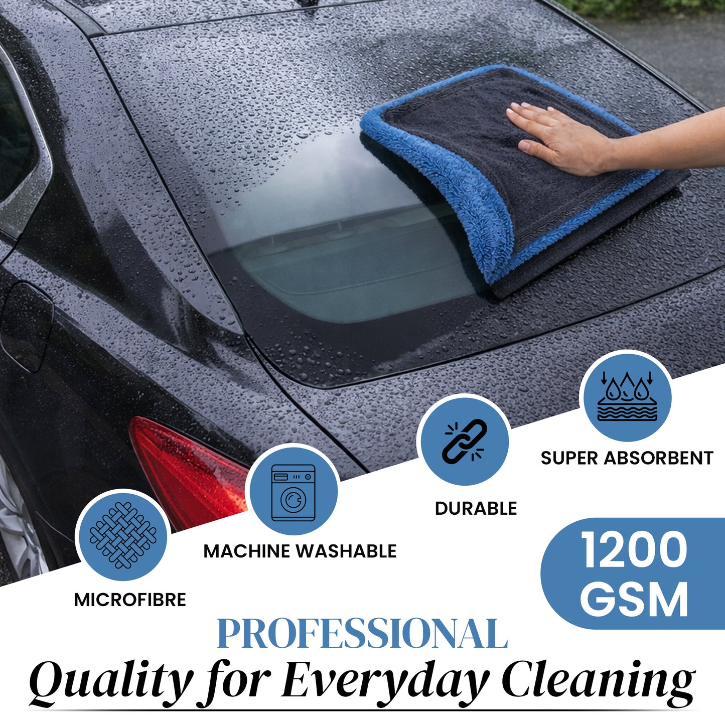 Autofy 1200 GSM Double Sided Twisted Loop Microfiber Towel (40cm * 40cm Multicolour)