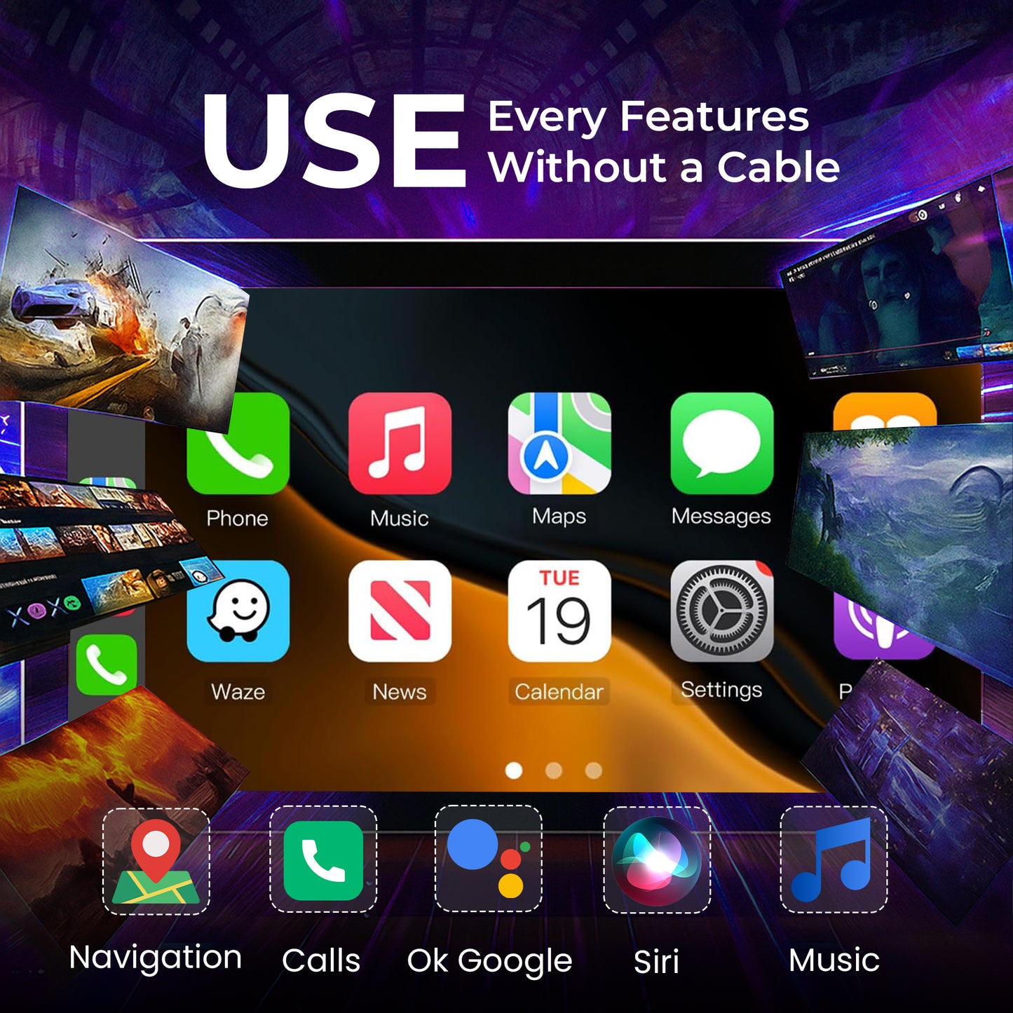 Autofy K1 Wireless Carplay Adapter & Android Auto with USB Type A & Type C Ports