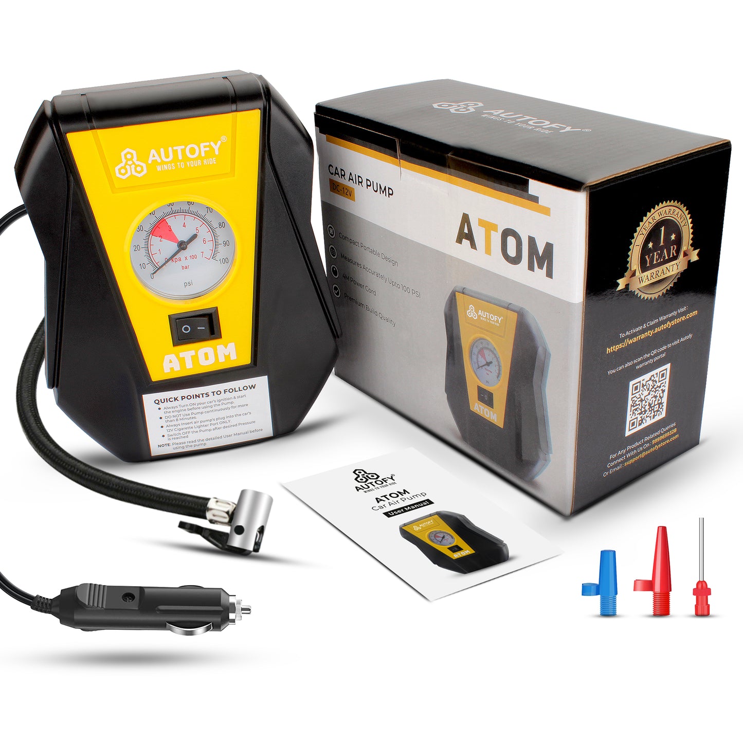 Autofy Atom Car Tyre Inflator 100PSi
