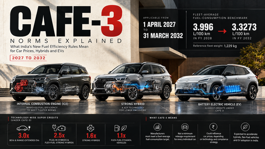 CAFE-3 Norms Explained: What India's New Fuel Efficiency Rules Mean for Car Prices, Hybrids and EVs (2027 to 2032)