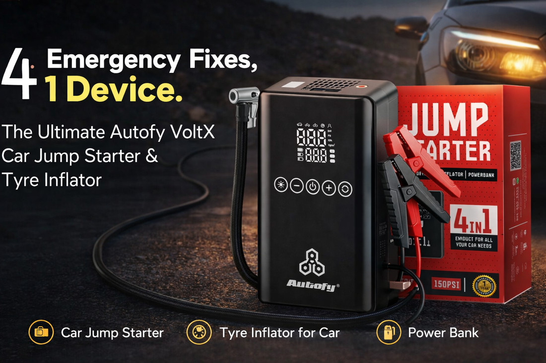 Autofy VoltX 4-in-1 car jump starter tyre inflator power bank emergency LED light