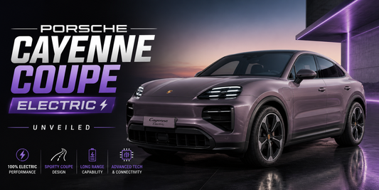New Porsche Cayenne Coupe Electric reveal showing sleek coupe styling and premium finish