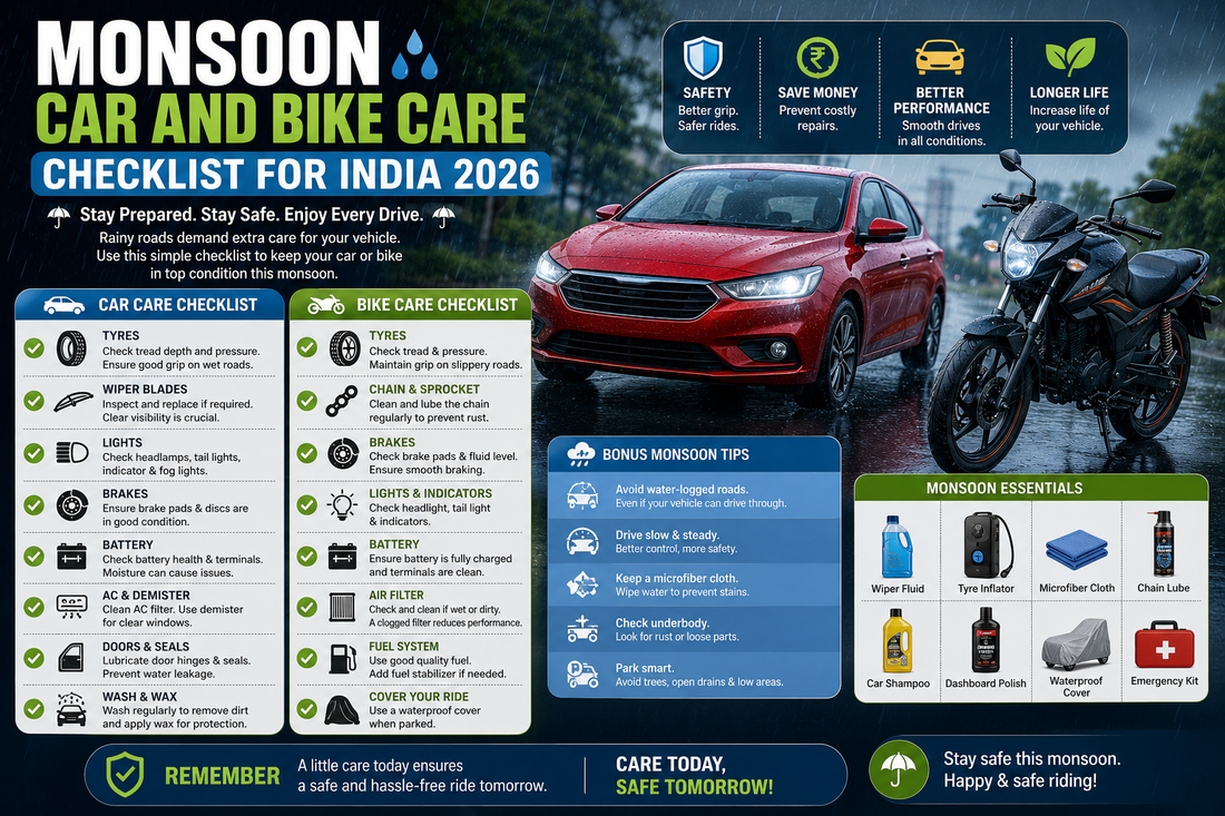 Monsoon Car and Bike Care Checklist for India 2026