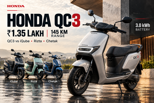Honda QC3 Launched at Rs 1.35 Lakh: 145 km Range, Features and How It Stacks Up Against iQube, Rizta, Chetak