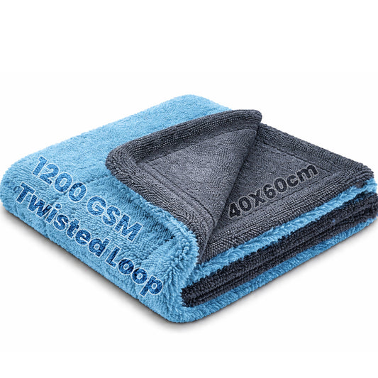 Autofy 1200 GSM double sided twisted loop microfiber towel in multicolour