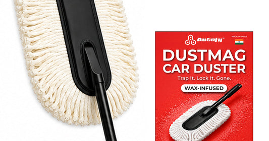 Autofy DustMag wax infused microfiber car duster with ergonomic handle for daily dust removal