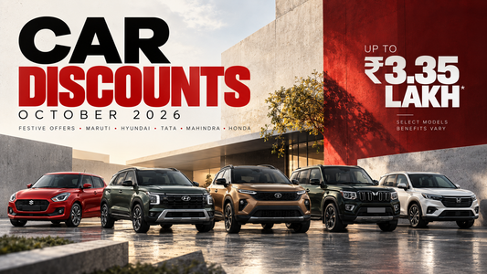 Car Discounts October 2026: Festive Offers on Maruti, Hyundai, Tata, Mahindra, Honda