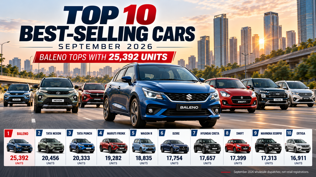 Top 10 Best-Selling Cars September 2026: Baleno Tops With 25,392 Units