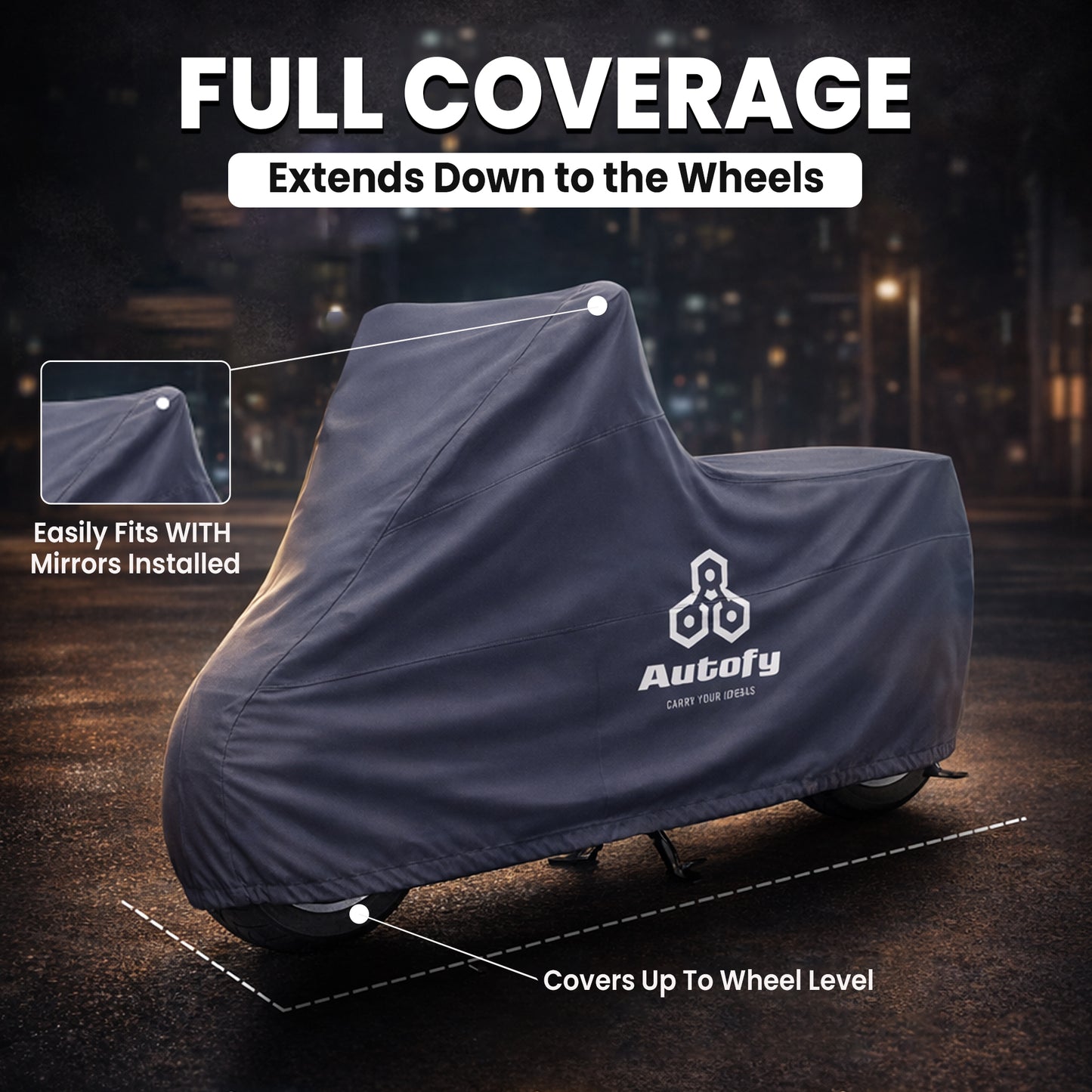 Autofy Hydra 100% Waterproof (Lab Tested) Bike Cover for All Two Wheeler
