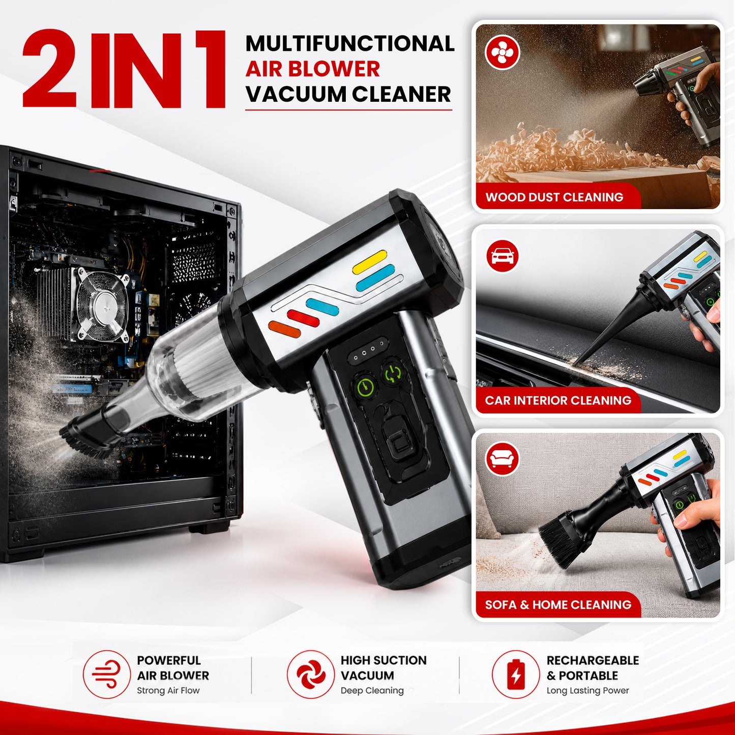 Autofy MAG-I Cordless Turbo Fan Air Duster - Vacuum Cleaner - Powerful 140000 RPM 8000mAH Battery