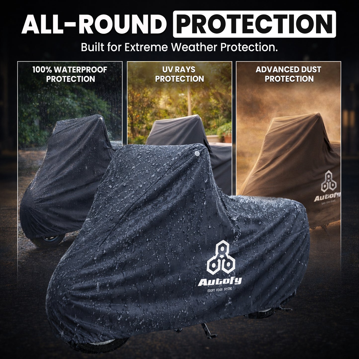 Autofy Hydra 100% Waterproof (Lab Tested) Bike Cover for All Two Wheeler
