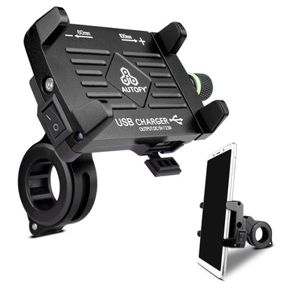 Autofy NEO Aluminium Bike Mobile Holder with USB Charger