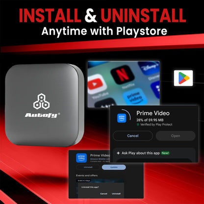 Autofy K713C 4GB RAM 32GB Storage with PlayStore *Download Unlimited Apps* Video Box Wireless Carplay Adapter Works Only With Cars having Wired Car play