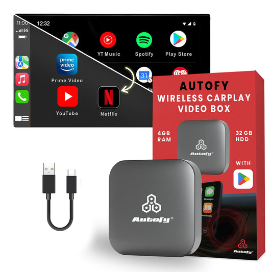 Autofy K713C 4GB RAM 32GB Storage with PlayStore *Download Unlimited Apps* Video Box Wireless Carplay Adapter Works Only With Cars having Wired Car play