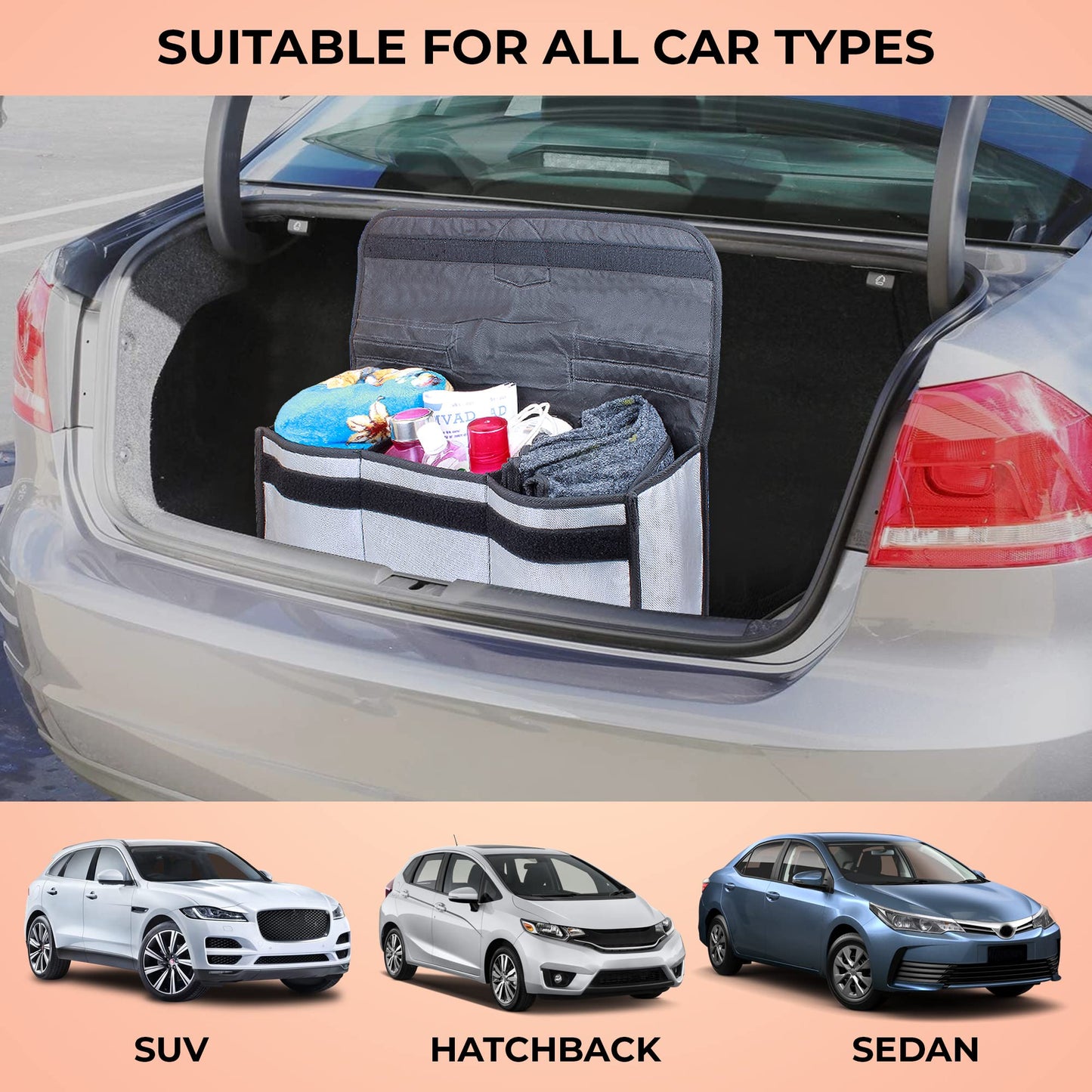Autofy SPAZE-5 Car Trunk Organizer [Large; Silver]