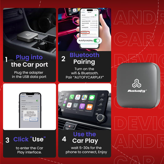 Autofy K713C 4GB RAM 32GB Storage with PlayStore *Download Unlimited Apps* Video Box Wireless Carplay Adapter Works Only With Cars having Wired Car play