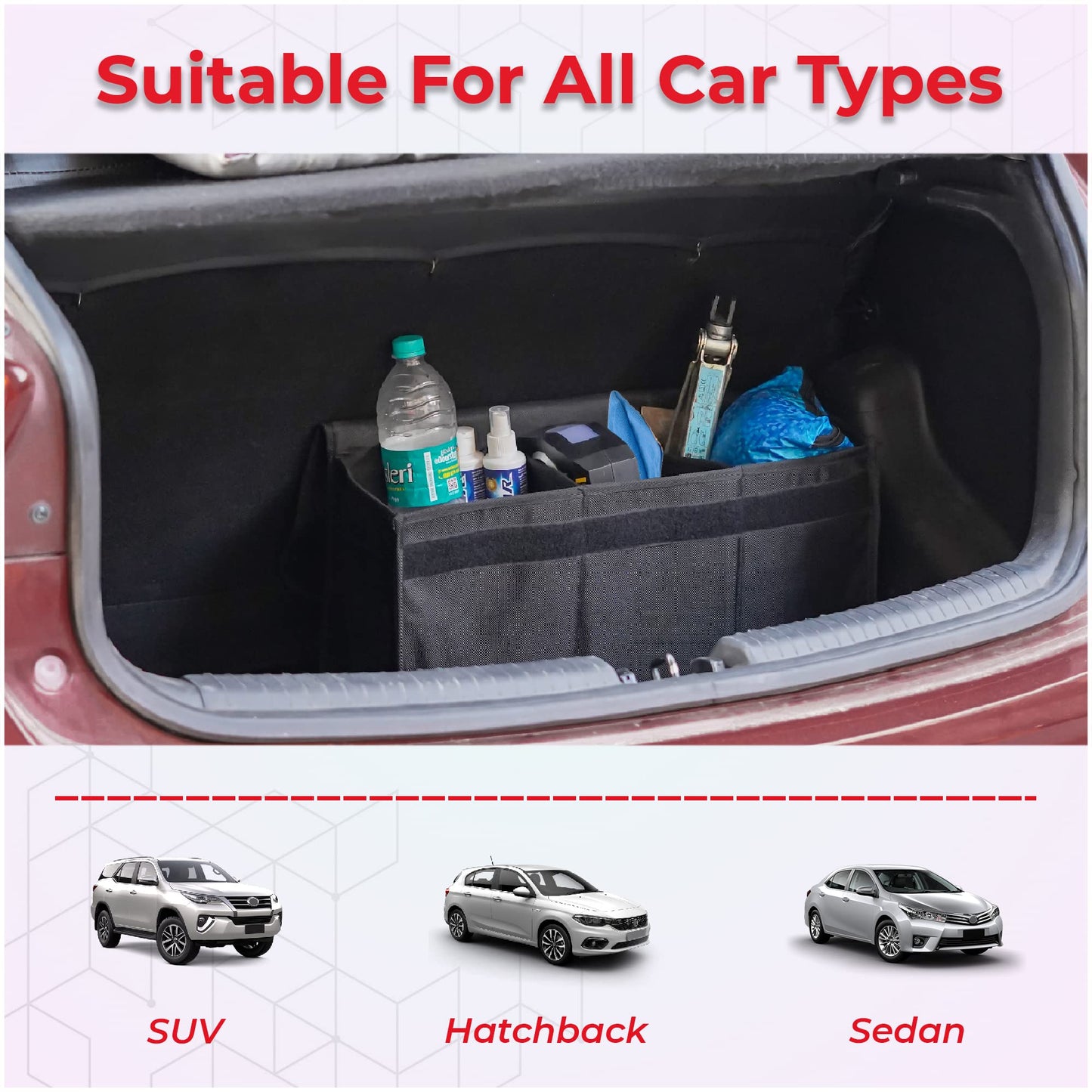 Autofy SPAZE-3 Car Trunk Organizer [Large; Black]