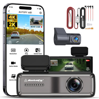 Autofy V81 Car Dash Camera 4K Ultra HD (8MP) Front 2K QHD (4MP) Rear Dash Camera
