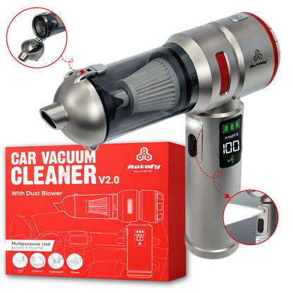 Autofy Storm 3 V2.0 Ultra Powerful - Fully Wireless Car Vacuum Cleaner Air Blower - BLDC Motor - 18000PA 3.5X More Suction Power | Digital Meter for Battery Monitoring, LED Handle Light & Easy-Open Dust Cap