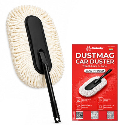 Autofy Car Duster for Car & Bike Wax-Infused Microfiber Fibers Scratch-Free, Anti-Static Dust Removal  One-Swipe Clean for SUV, Sedan, Hatchback Reusable & Washable Ergonomic Handle