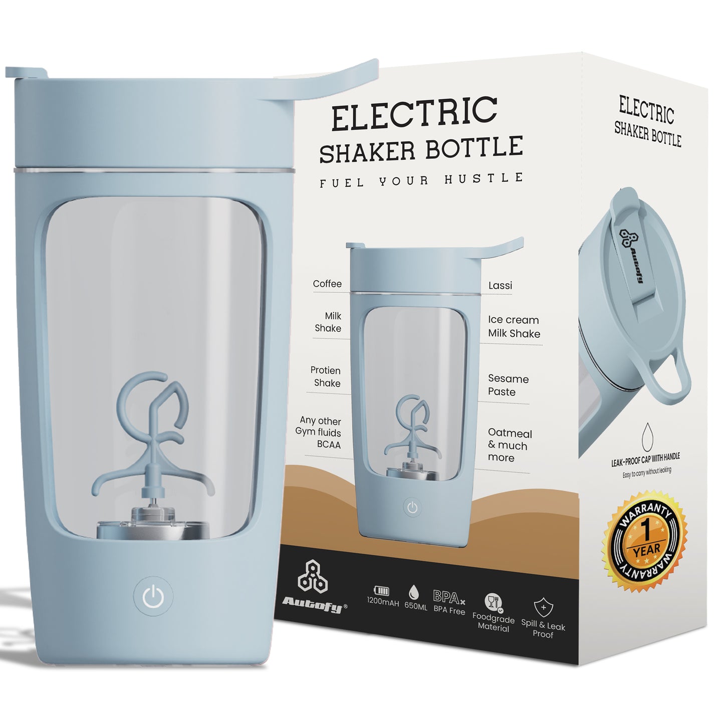 Autofy Electric Shaker for Gym 100% Leakproof Design Rechargeable
