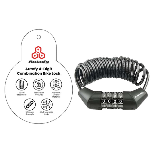 Autofy 4 Digit Number Helmet Lock 12mm Thickness Multipurpose Resettable Combination