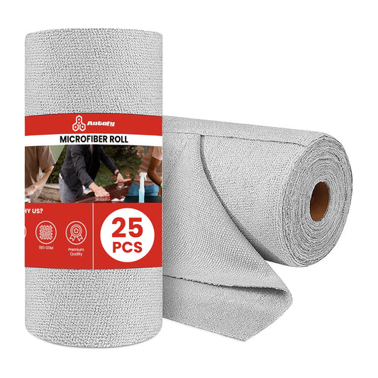 Autofy 25 Pcs Tearable Microfiber Roll Cleaning Cloth Size 30x30cm