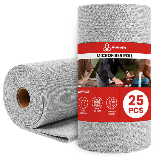 Autofy 25 Pcs Tearable Microfiber Roll Cleaning Cloth Size 30x30cm