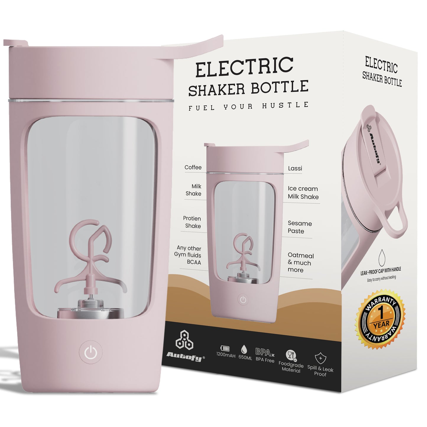 Autofy Electric Shaker for Gym 100% Leakproof Design Rechargeable