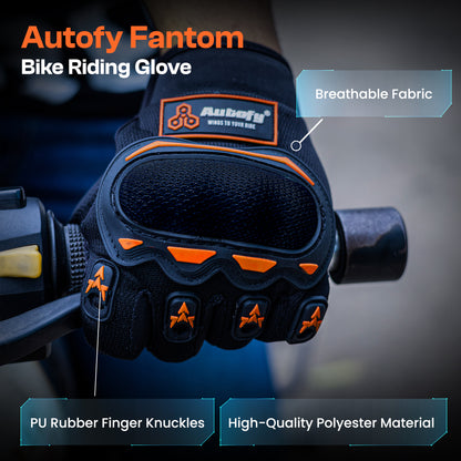 Autofy FANTOM Bike Riding Gloves (Orange & Black)