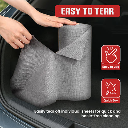 Autofy 25 Pcs Tearable Microfiber Roll Cleaning Cloth Size 30x30cm