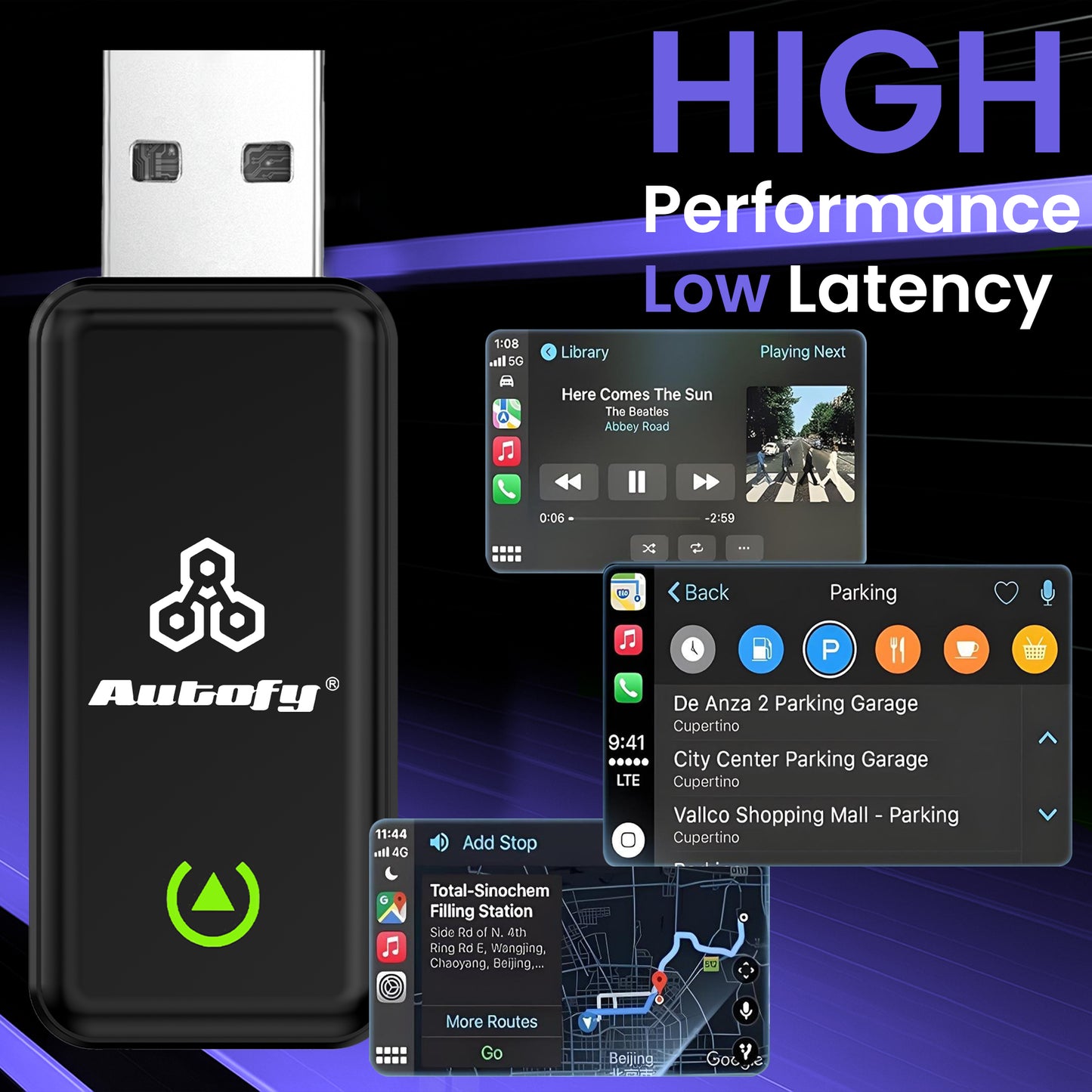 Autofy K2 Wireless Carplay Adapter & Android Auto with USB Type A & Type C Ports