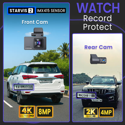 Autofy V50 Car Dash Camera 4K Ultra HD (8MP) Front 2K QHD (4MP) Rear STARVIS 2 IMX415 Sensor & Built-in GPS