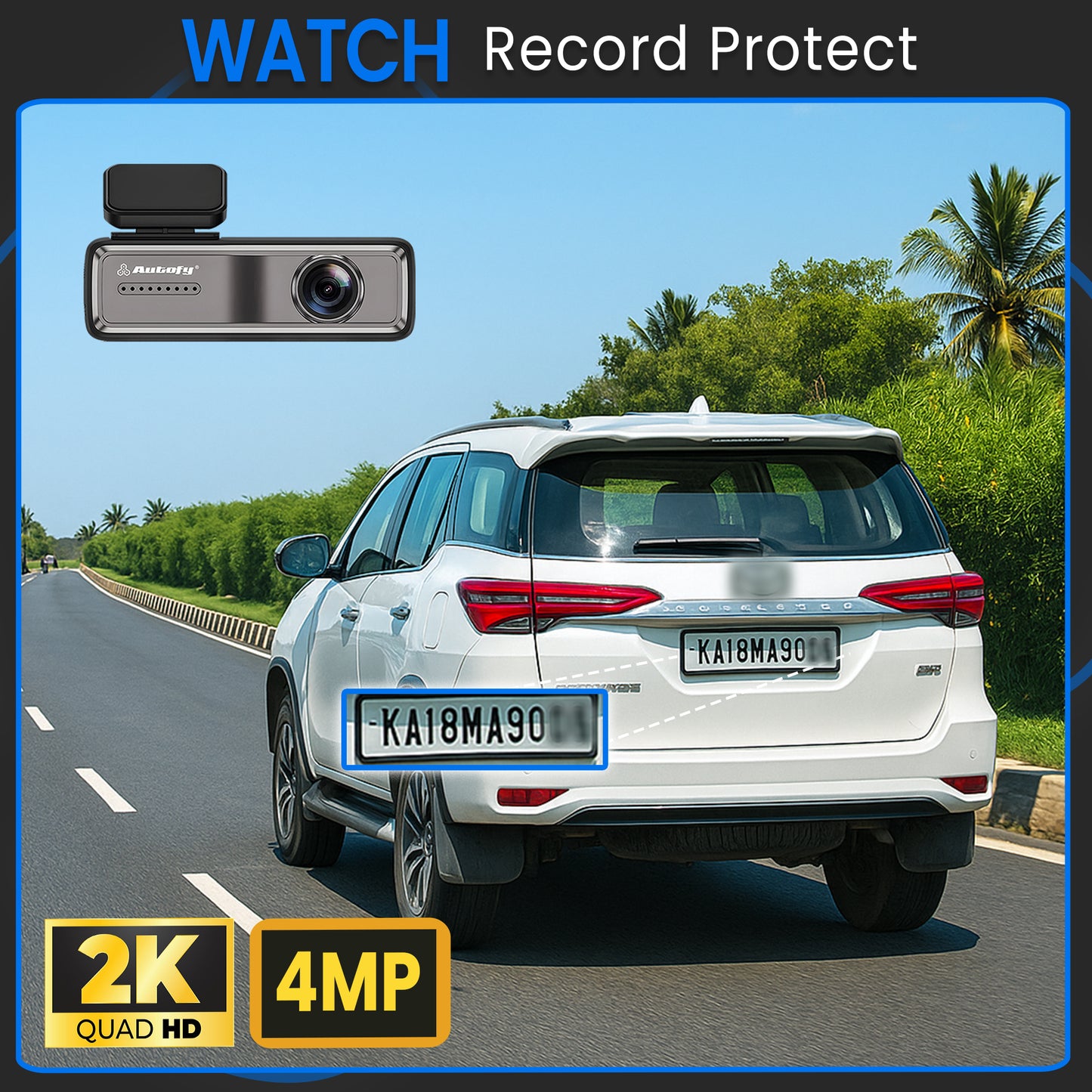 Autofy V12 Car Dash Camera 2K QHD (4MP) Plug & Play with USB & Type-C Fitting & Free Acc Wiring Kit