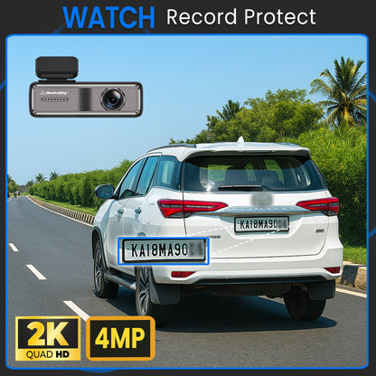 Autofy V12 Car Dash Camera 2K QHD (4MP) Plug & Play with USB & Type-C Fitting & Free Acc Wiring Kit