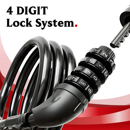 Autofy 4 Digit Number Helmet Lock 12mm Thickness Multipurpose Resettable Combination