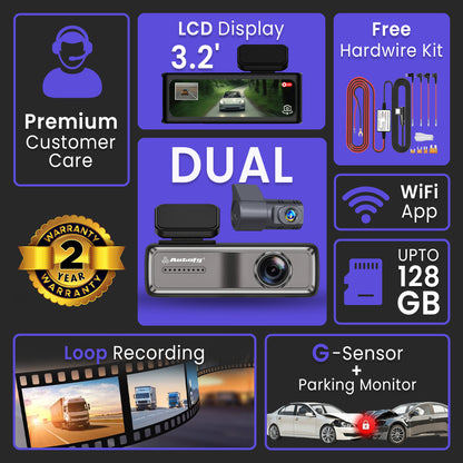 Autofy V81 Car Dash Camera 4K Ultra HD (8MP) Front 2K QHD (4MP) Rear Dash Camera