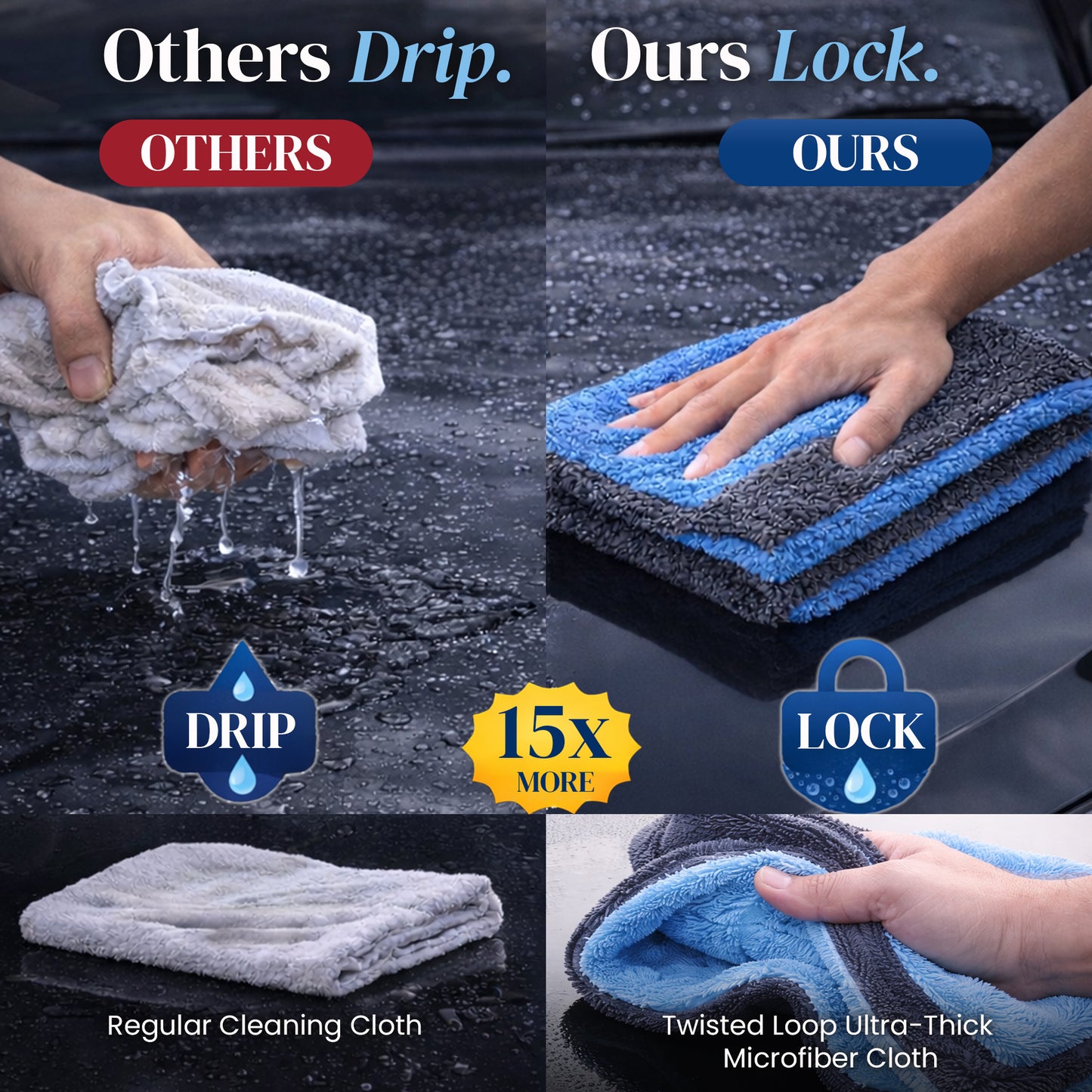 Autofy 1200 GSM Double Sided Twisted Loop Microfiber Towel (40cm * 40cm Multicolour)