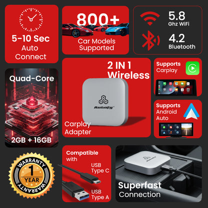 Autofy K713A 2GB RAM 16GB Storage with PlayStore *Download Unlimited Apps* Video Box Wireless Carplay Adapter