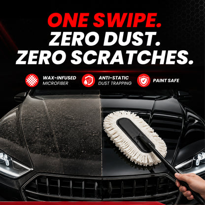 Autofy Car Duster for Car & Bike Wax-Infused Microfiber Fibers Scratch-Free, Anti-Static Dust Removal  One-Swipe Clean for SUV, Sedan, Hatchback Reusable & Washable Ergonomic Handle