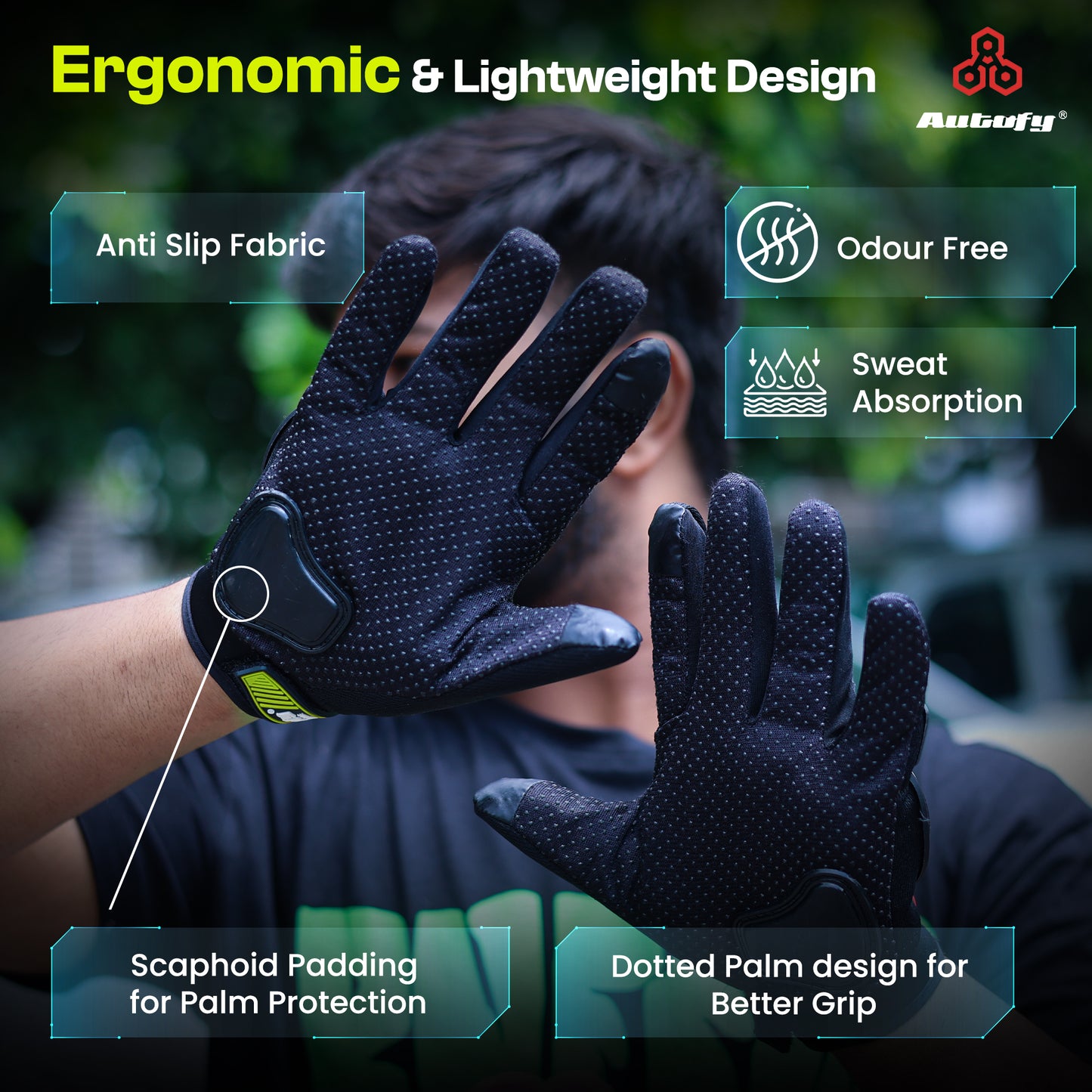 Autofy FANTOM Bike Riding Gloves (Neon Green)