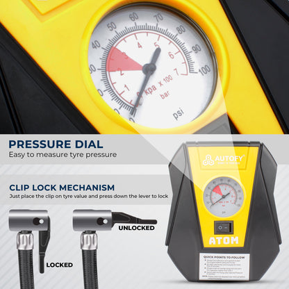 Autofy Atom Car Tyre Inflator 100PSi