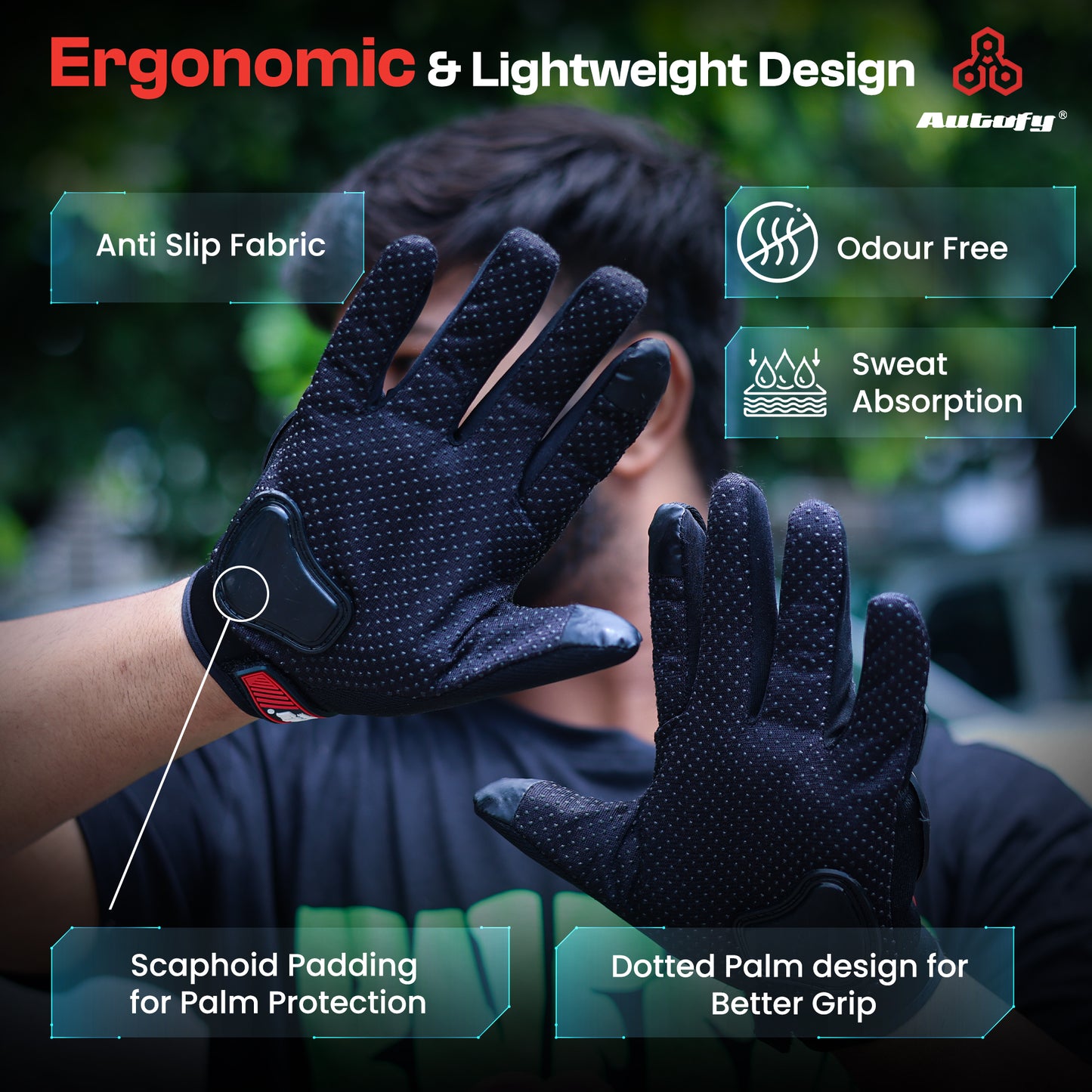 Autofy FANTOM Bike Riding Gloves (Red & Black)