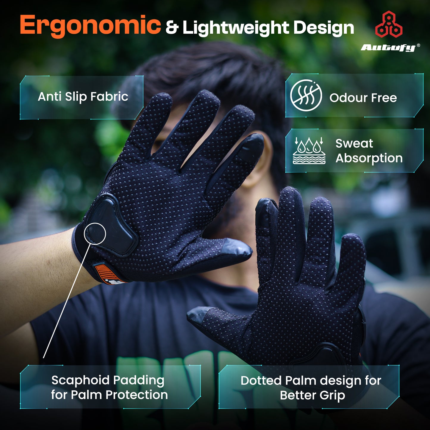 Autofy FANTOM Bike Riding Gloves (Orange & Black)