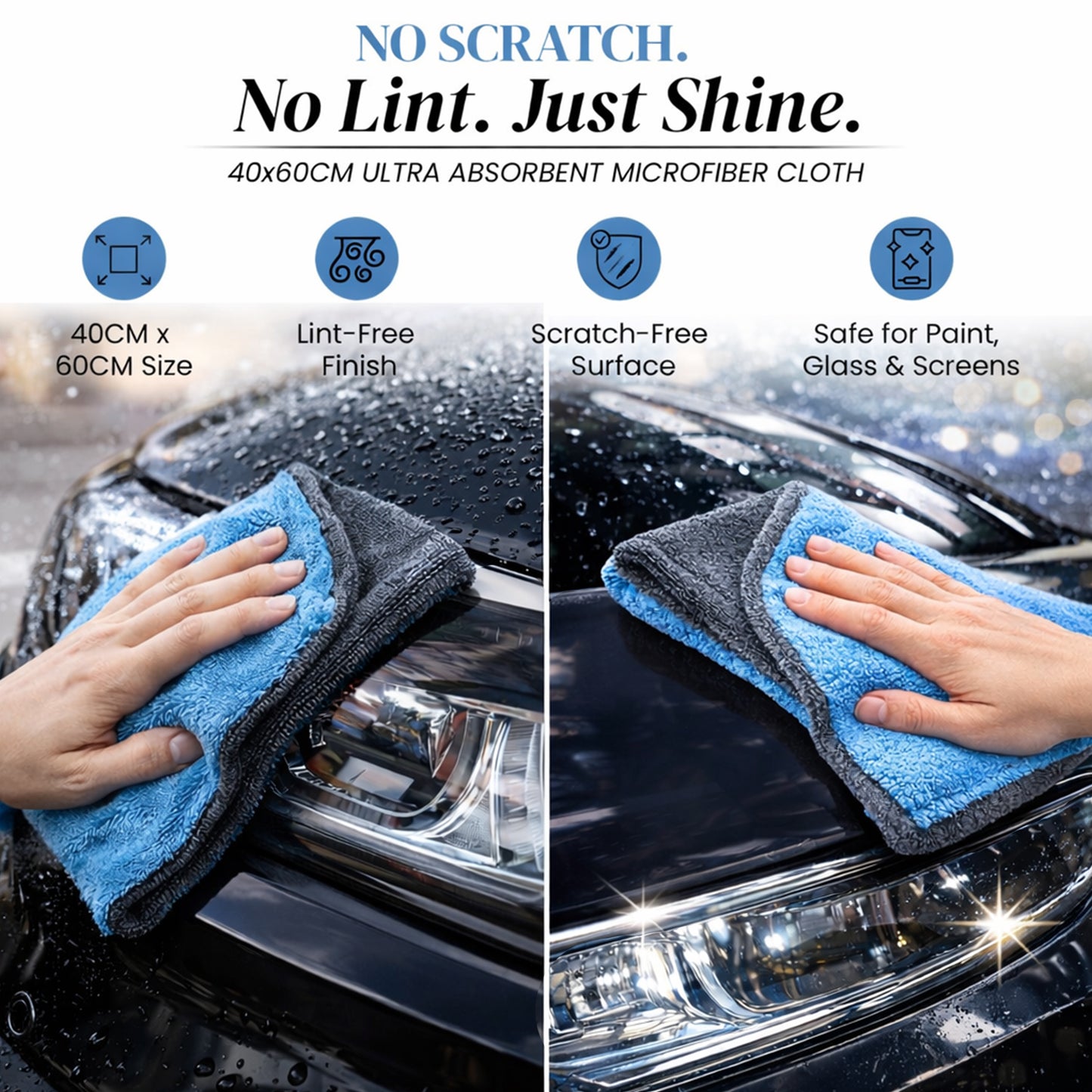 Autofy 1200 GSM Double Sided Twisted Loop Microfiber Towel (40cm * 40cm Multicolour)