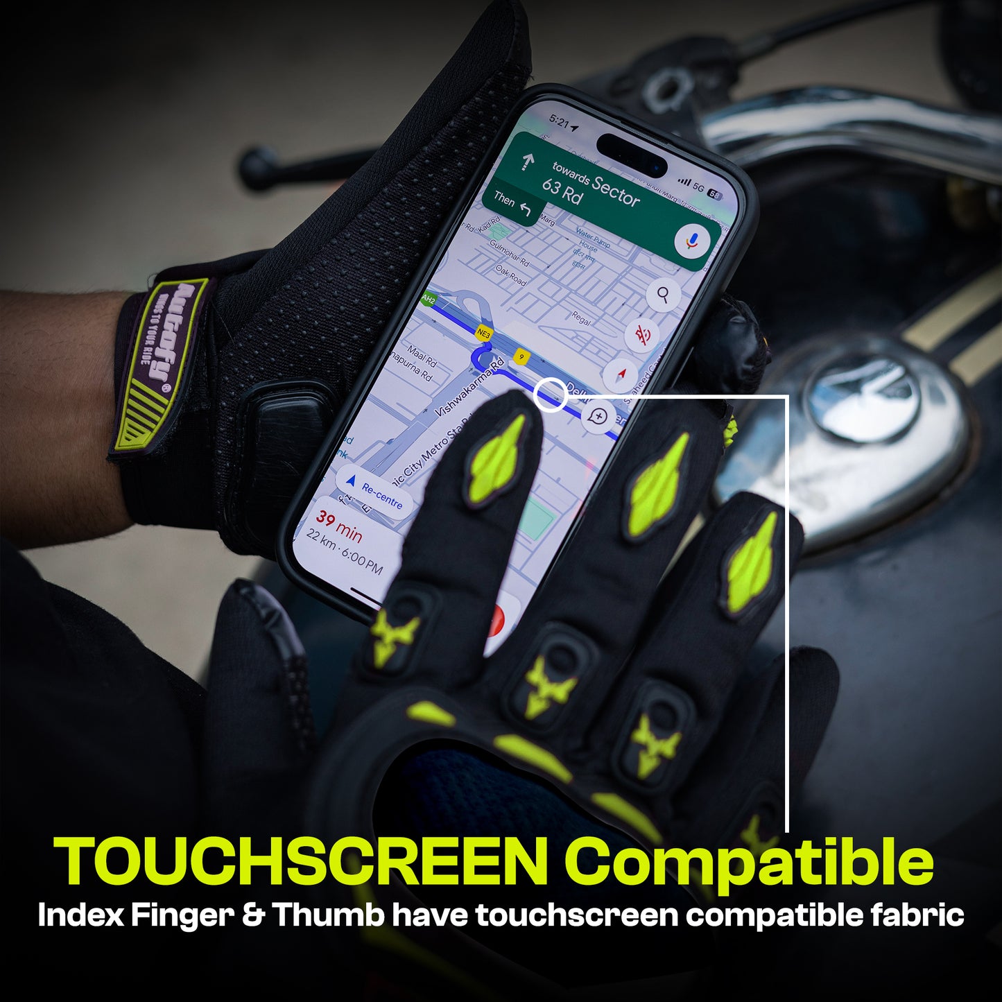 Autofy FANTOM Bike Riding Gloves (Neon Green)