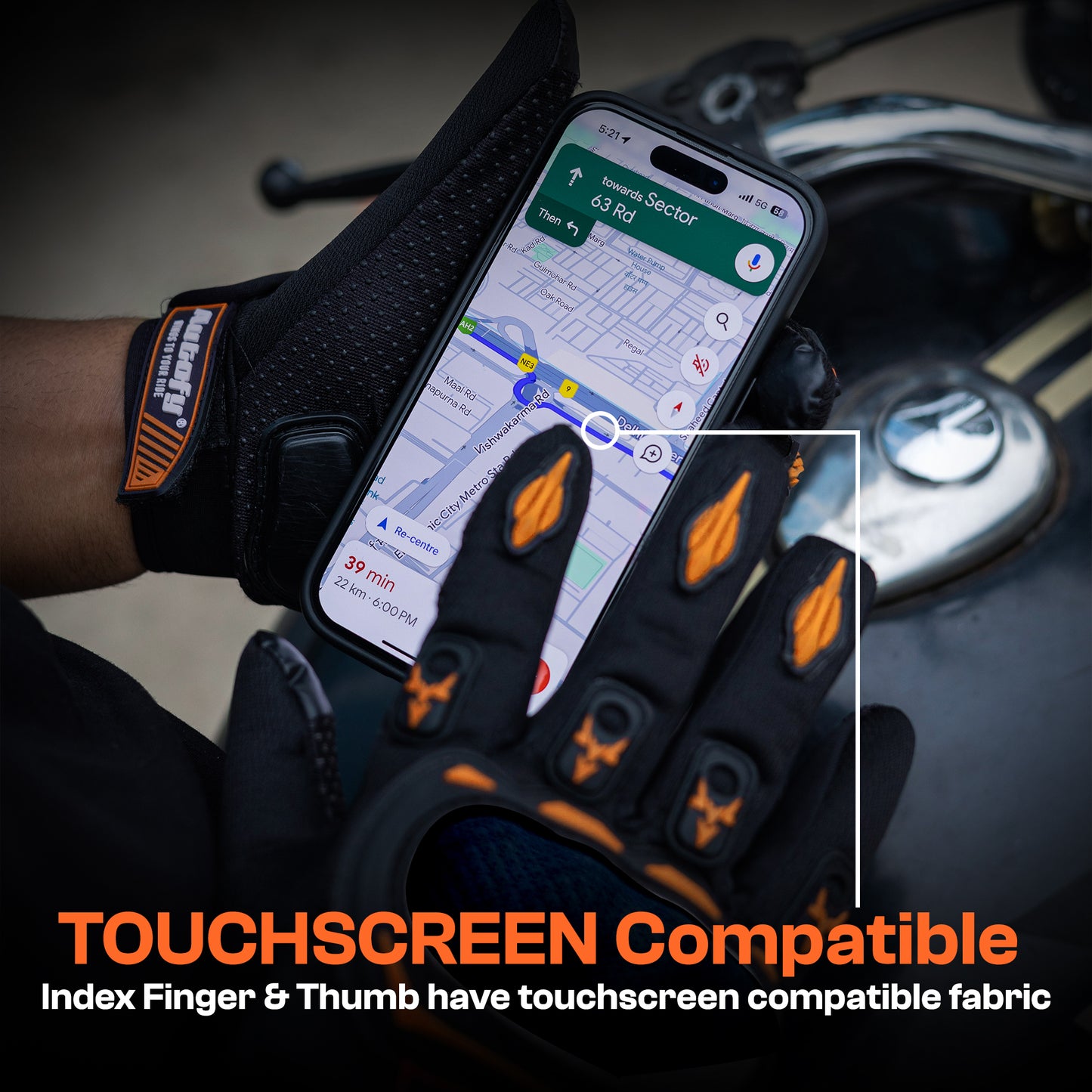 Autofy FANTOM Bike Riding Gloves (Orange & Black)
